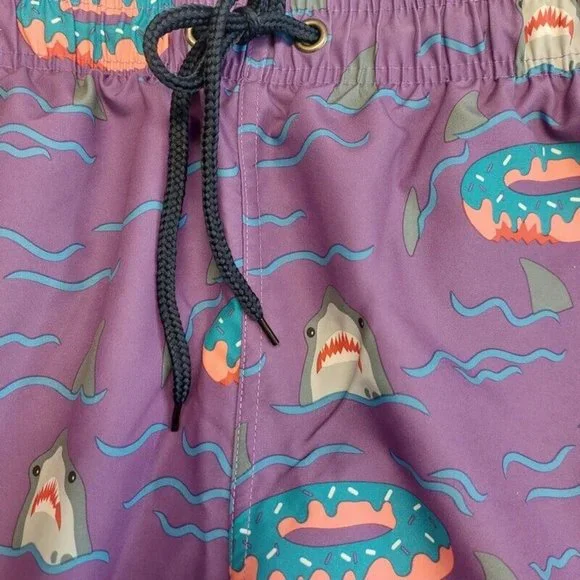 US Surf Club Hawaii Drawstring Lined Swim Board Shorts Mens Size S Sharks Donuts - Picture 2 of 5